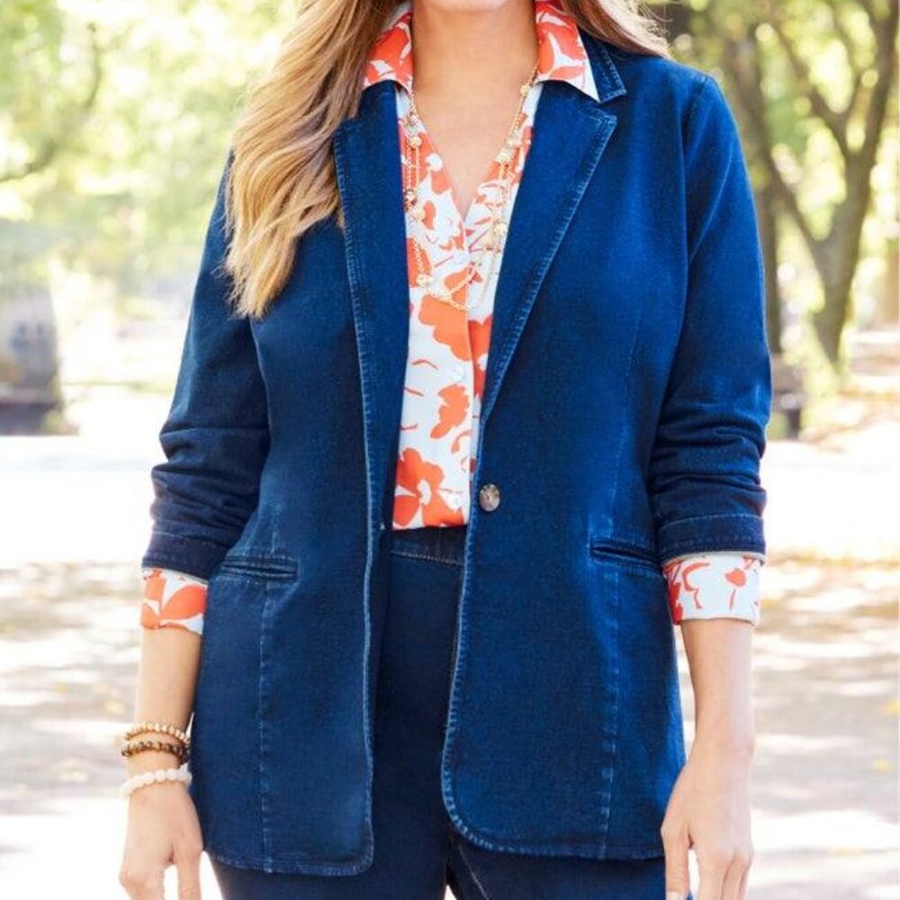 Catherines Knit Denim Jean (French Terry) Blazer- 4X- NWT